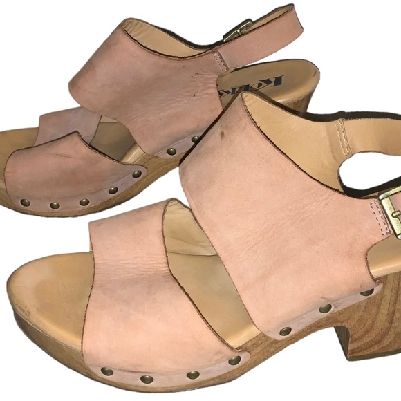 KORK EASE Annaleigh Tan Leather  Wood Platform Studded Clog Size 10 - Picture 1 of 8